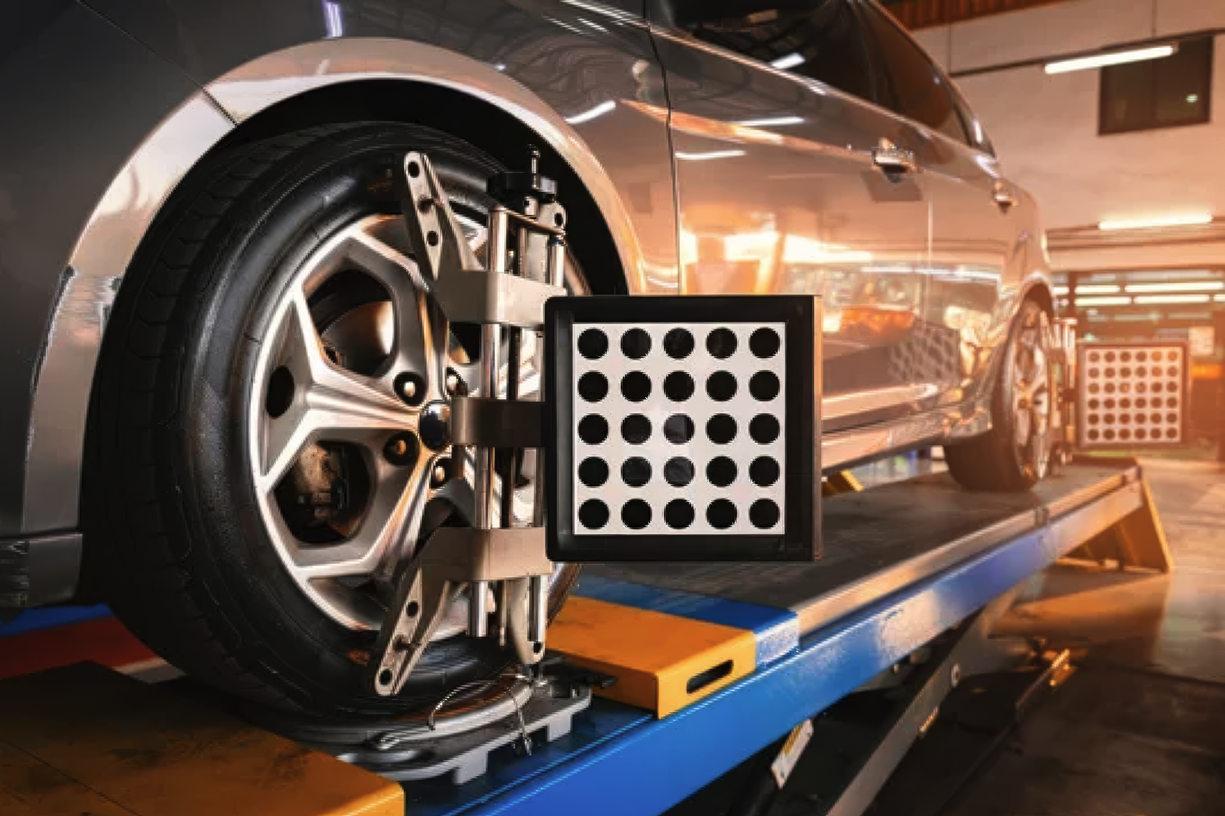 Wheel alignment rack with sensor Koreatown Los Angeles Western Auto Glass and Tire