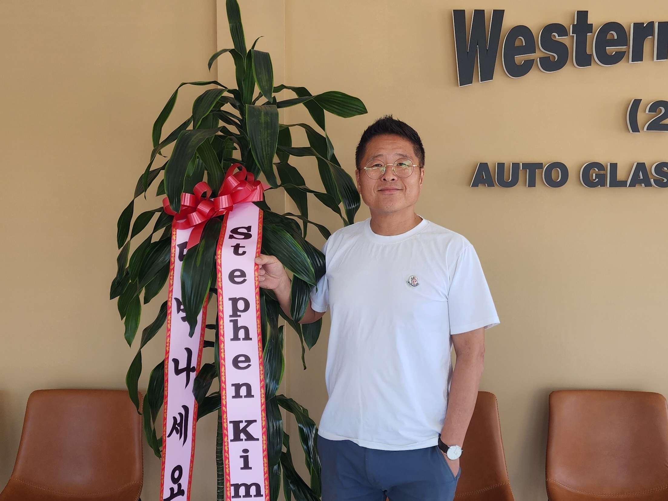 Western Auto Glass & Tire owner Jonathan Choi at the Koreatown Los Angeles shop
