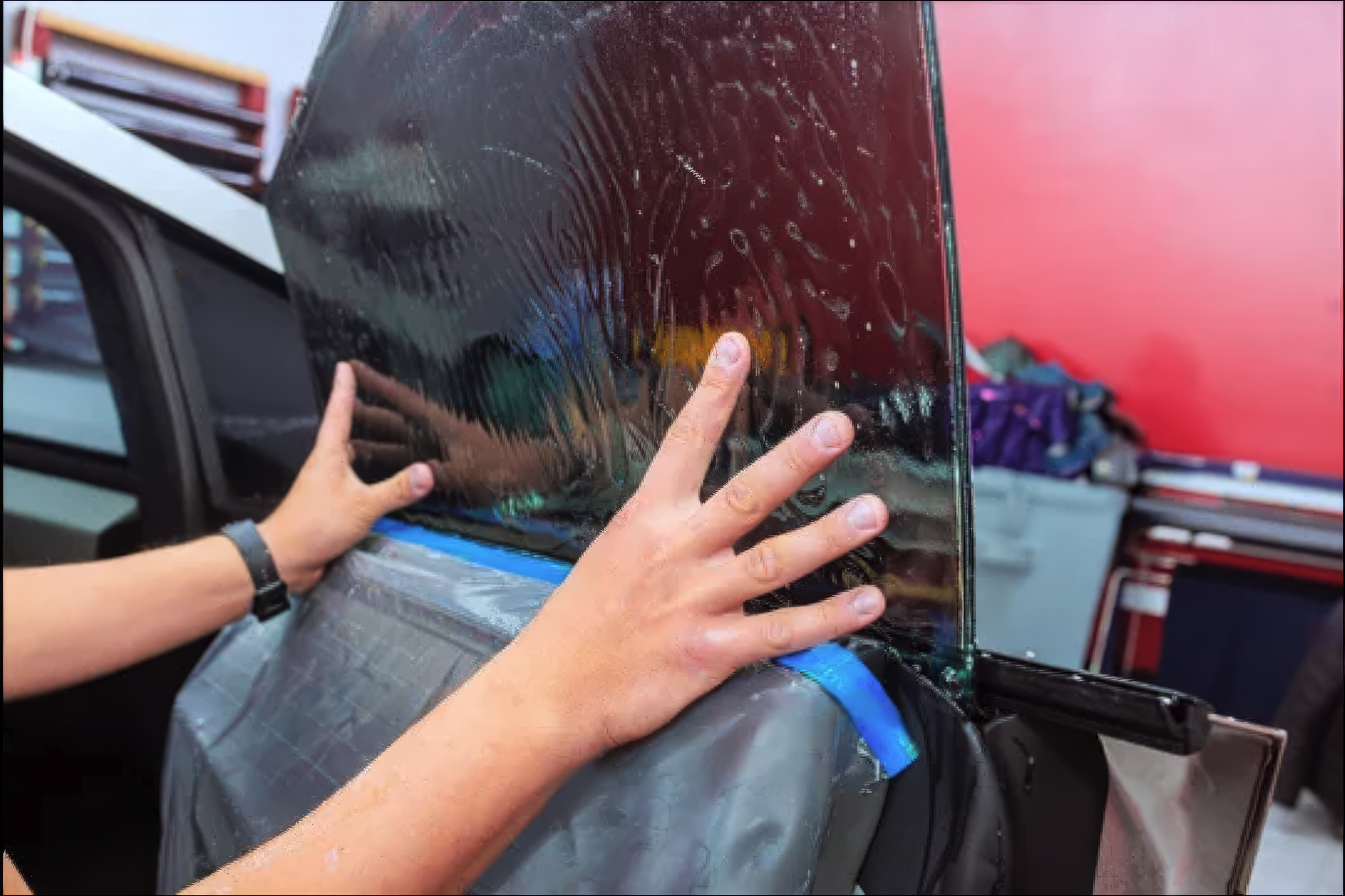 Tint film smoothing installation Los Angeles